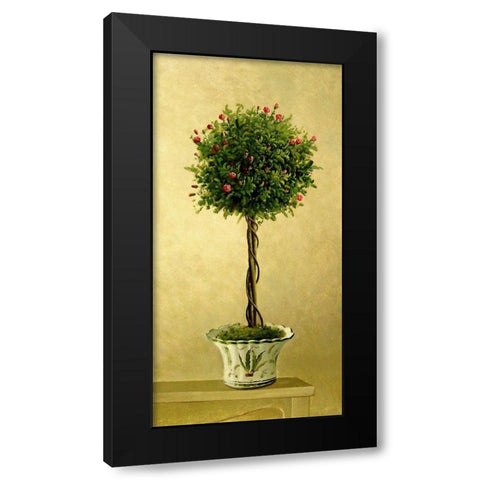 Pink Rose Topiary I Black Modern Wood Framed Art Print by Welby