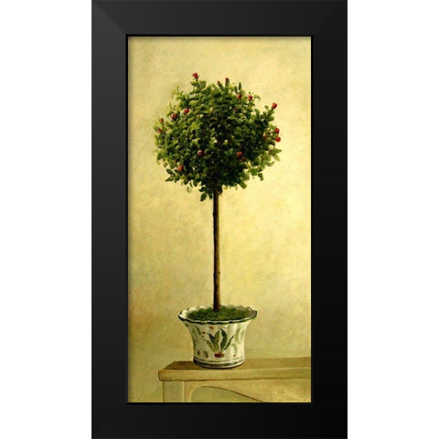 Pink Rose Topiary II Black Modern Wood Framed Art Print by Welby