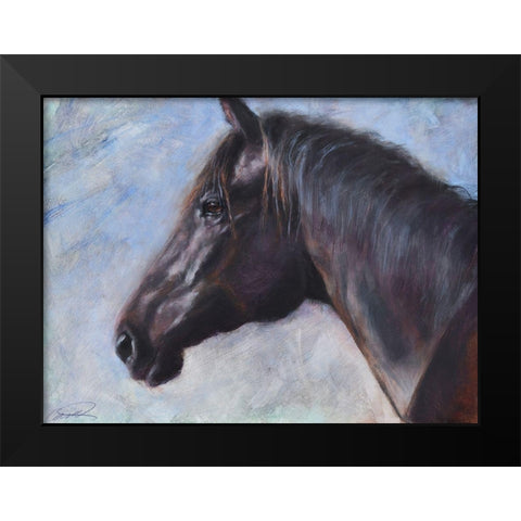 Equine Encounter Black Modern Wood Framed Art Print by Campbell, Robert