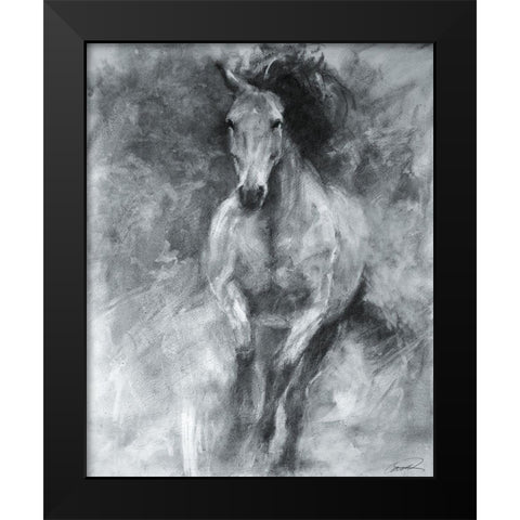 Incoming Equine Black Modern Wood Framed Art Print by Campbell, Robert