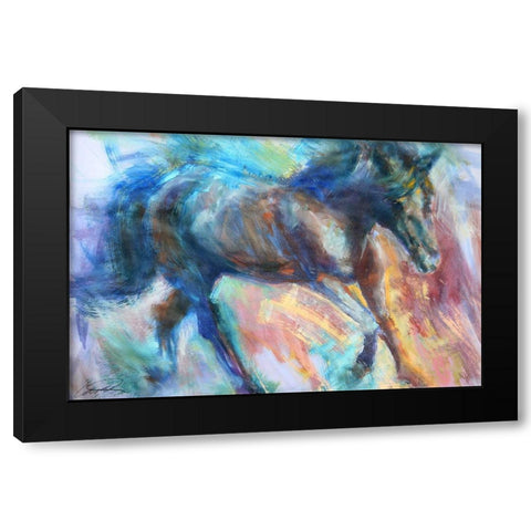 Equine Fiesta Black Modern Wood Framed Art Print with Double Matting by Campbell, Robert