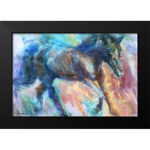 Equine Fiesta Black Modern Wood Framed Art Print by Campbell, Robert