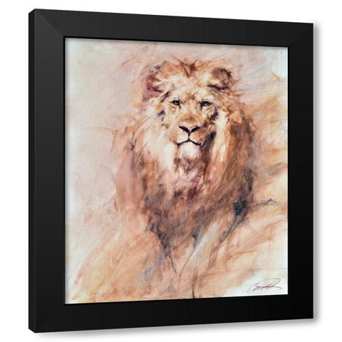 Look of a Lion Black Modern Wood Framed Art Print by Campbell, Robert