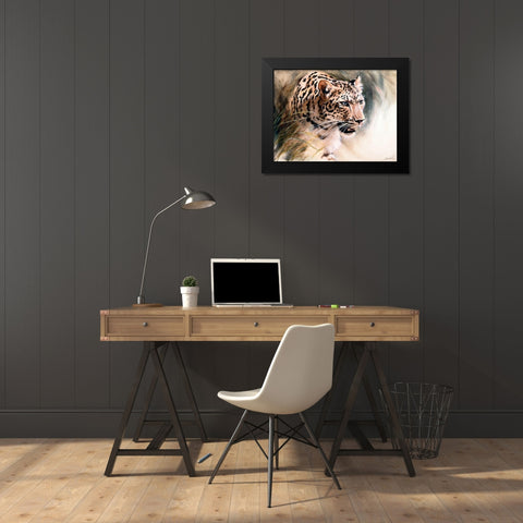 Leopards Lair Black Modern Wood Framed Art Print by Campbell, Robert