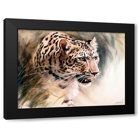 Leopards Lair Black Modern Wood Framed Art Print by Campbell, Robert