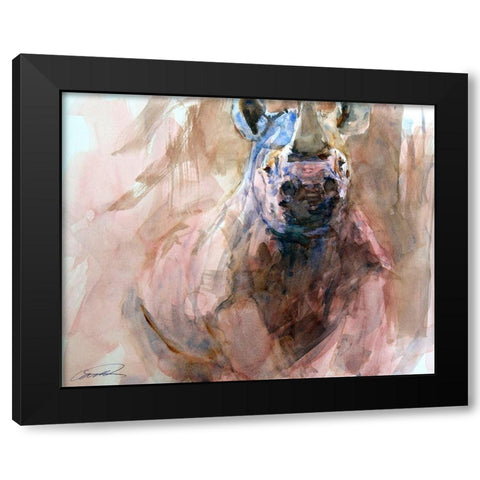 Advanced Alert Rhino Black Modern Wood Framed Art Print with Double Matting by Campbell, Robert