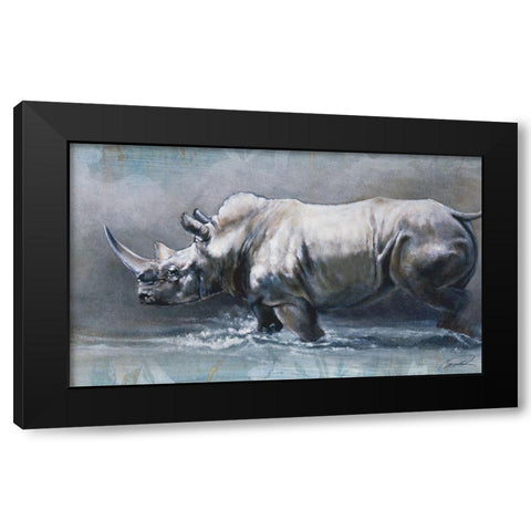 The Pedestrian Rhino Black Modern Wood Framed Art Print by Campbell, Robert