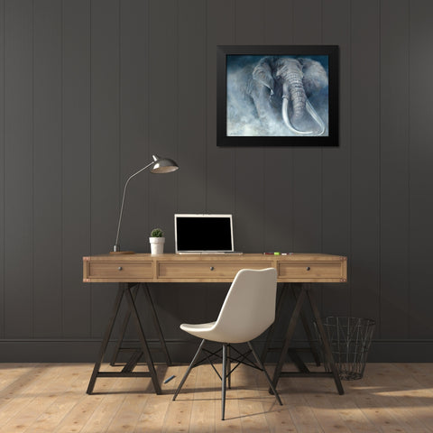 Elephant Ambush Black Modern Wood Framed Art Print by Campbell, Robert