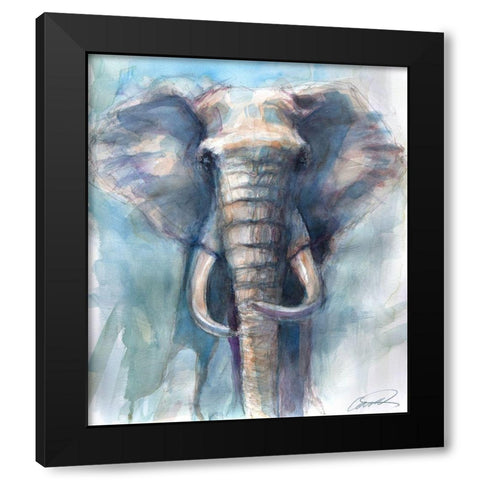 Gentle Giant Elephant Black Modern Wood Framed Art Print with Double Matting by Campbell, Robert