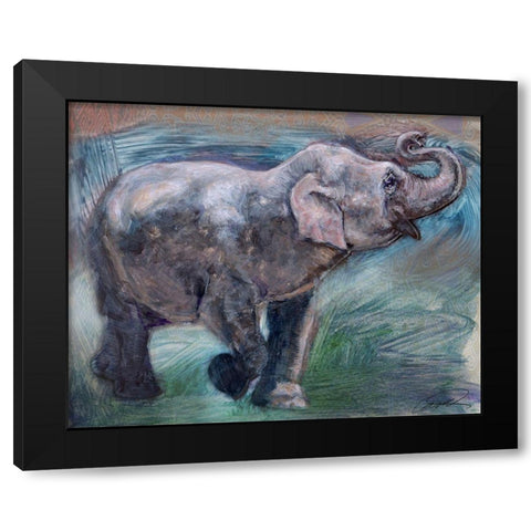 Elephant Jubilee Black Modern Wood Framed Art Print with Double Matting by Campbell, Robert