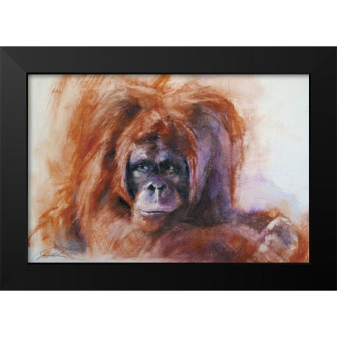 The Daydreamer Orangutan Black Modern Wood Framed Art Print by Campbell, Robert