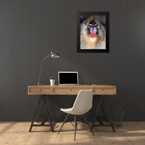 Blushing Mandrill Black Modern Wood Framed Art Print by Campbell, Robert