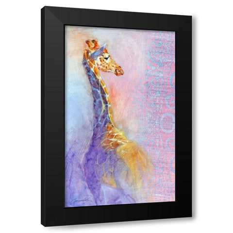 The Lookout Giraffe Black Modern Wood Framed Art Print by Campbell, Robert