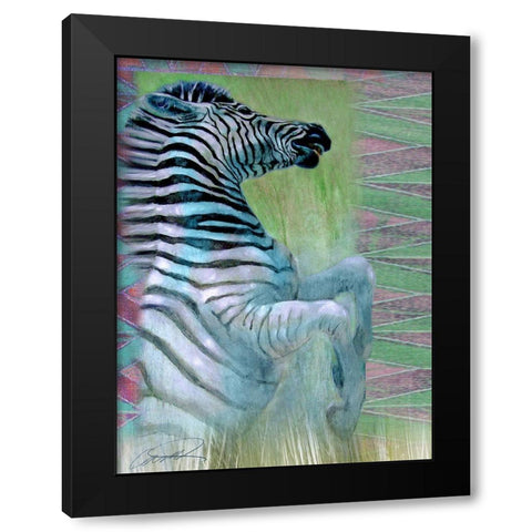 Zebra Zest Black Modern Wood Framed Art Print by Campbell, Robert