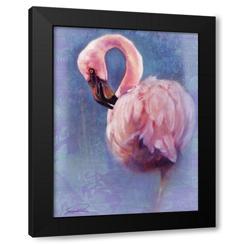 Pretty in Pink Flamingo Black Modern Wood Framed Art Print by Campbell, Robert