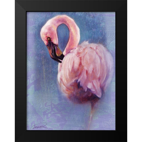 Pretty in Pink Flamingo Black Modern Wood Framed Art Print by Campbell, Robert