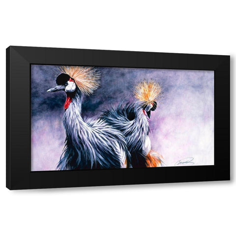 Crowned Cranes Black Modern Wood Framed Art Print with Double Matting by Campbell, Robert