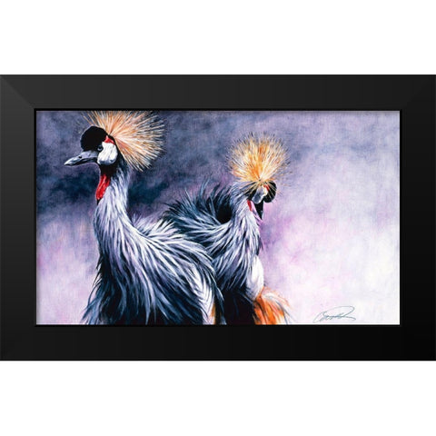 Crowned Cranes Black Modern Wood Framed Art Print by Campbell, Robert