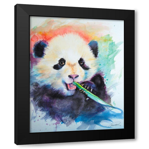 Panda Party Black Modern Wood Framed Art Print with Double Matting by Campbell, Robert