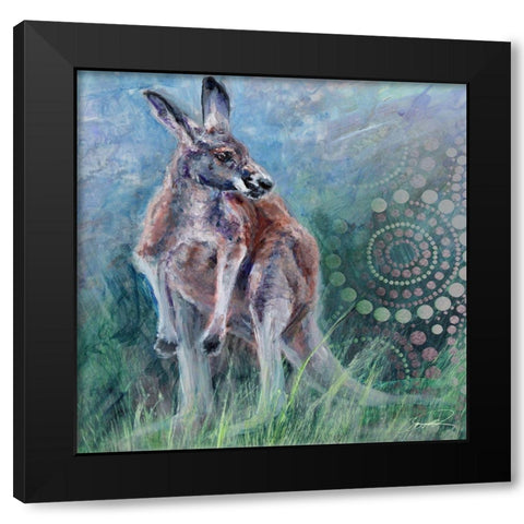 Red Kangaroo Black Modern Wood Framed Art Print by Campbell, Robert