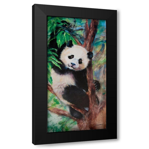 Panda Playtime Black Modern Wood Framed Art Print by Campbell, Robert