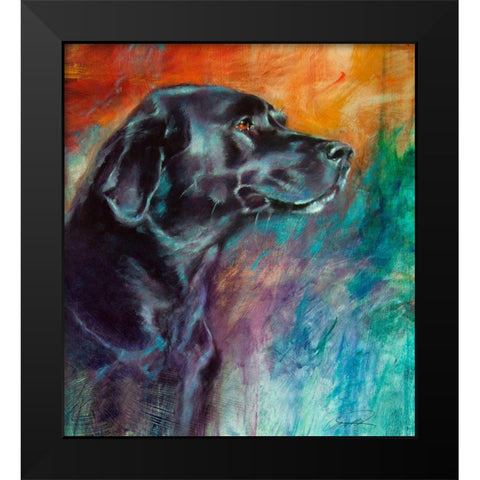 Rainbow Retriever Black Modern Wood Framed Art Print by Campbell, Robert