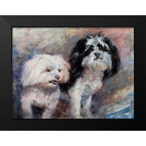 Fuzzy Friends Black Modern Wood Framed Art Print by Campbell, Robert
