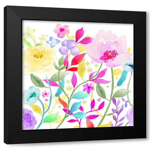 Pleasant Petals Black Modern Wood Framed Art Print with Double Matting by Naskrent, Delores
