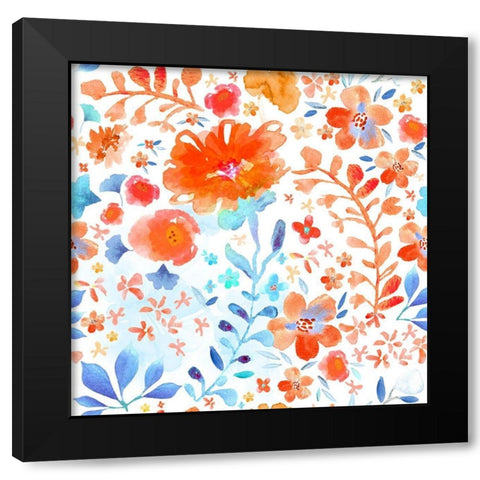Scarlet and Sky Garden Black Modern Wood Framed Art Print with Double Matting by Naskrent, Delores