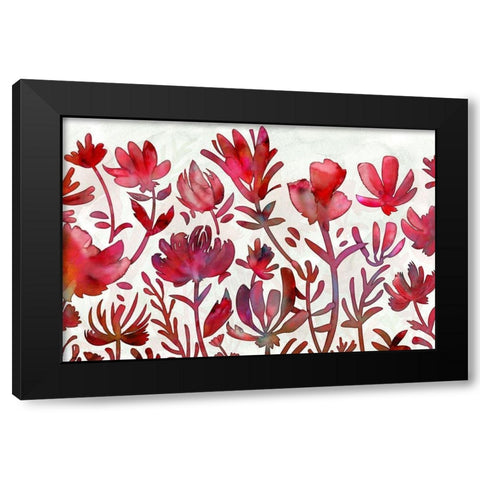 Ruby Rapture Black Modern Wood Framed Art Print by Naskrent, Delores