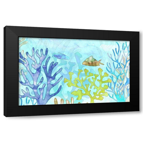 Coral Garden Black Modern Wood Framed Art Print with Double Matting by Naskrent, Delores