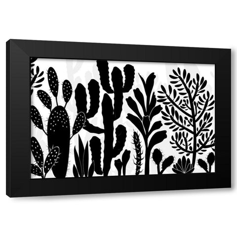 Cactus Farm Black Modern Wood Framed Art Print with Double Matting by Naskrent, Delores