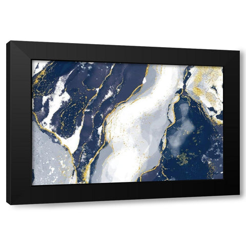 Indigo Reverie Black Modern Wood Framed Art Print with Double Matting by Naskrent, Delores