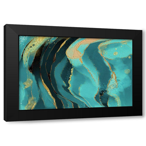 Jade Radiance Black Modern Wood Framed Art Print by Naskrent, Delores