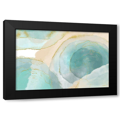 Waikiki Beach Blue Black Modern Wood Framed Art Print by Naskrent, Delores