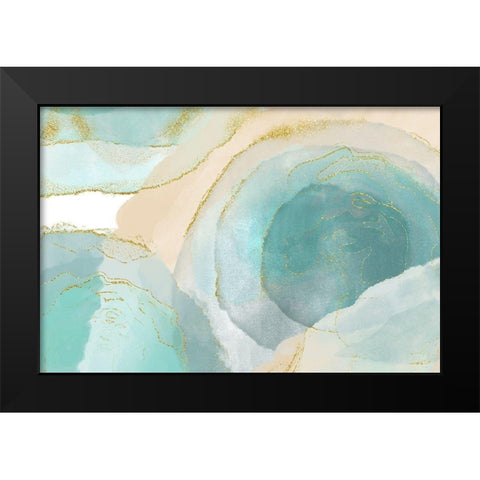 Waikiki Beach Blue Black Modern Wood Framed Art Print by Naskrent, Delores