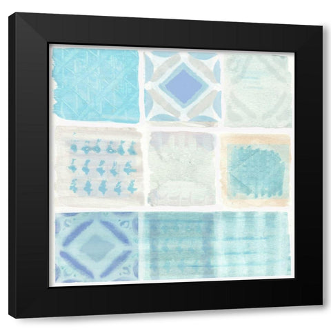 Duck Egg Tiles Black Modern Wood Framed Art Print with Double Matting by Kouta, Flora