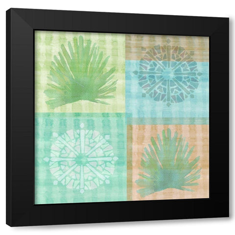 Palm Squares Black Modern Wood Framed Art Print by Kouta, Flora
