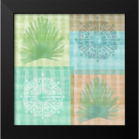 Palm Squares Black Modern Wood Framed Art Print by Kouta, Flora