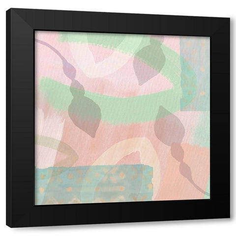 Flower Buds Mint Blush Black Modern Wood Framed Art Print by Kouta, Flora