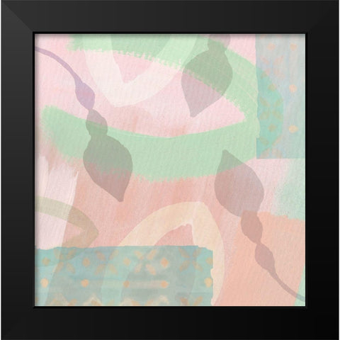 Flower Buds Mint Blush Black Modern Wood Framed Art Print by Kouta, Flora