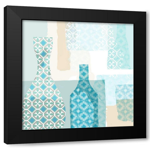 Azulejos Black Modern Wood Framed Art Print by Kouta, Flora