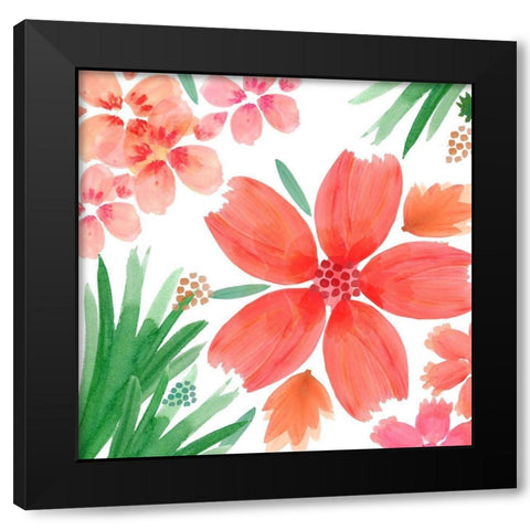 Tangering Flowers Black Modern Wood Framed Art Print with Double Matting by Kouta, Flora