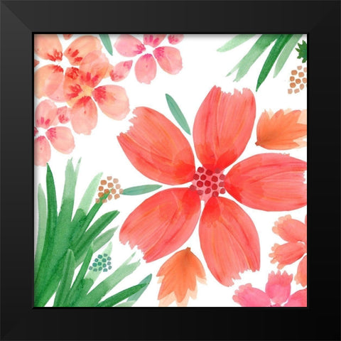 Tangering Flowers Black Modern Wood Framed Art Print by Kouta, Flora