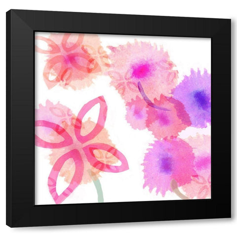 Pink Poppies II Black Modern Wood Framed Art Print by Kouta, Flora
