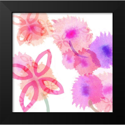 Pink Poppies II Black Modern Wood Framed Art Print by Kouta, Flora