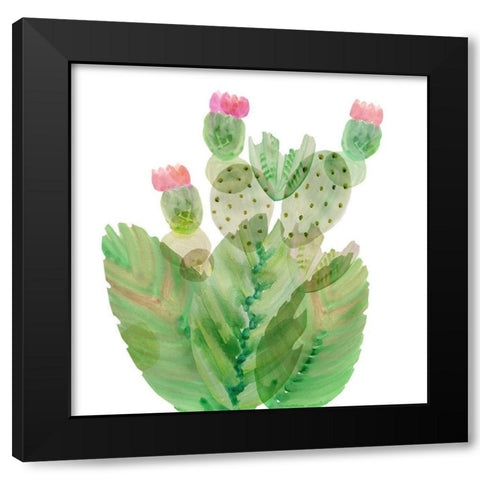 Flowering Cactus I Black Modern Wood Framed Art Print by Kouta, Flora