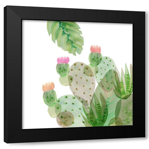 Flowering Cactus IV Black Modern Wood Framed Art Print with Double Matting by Kouta, Flora
