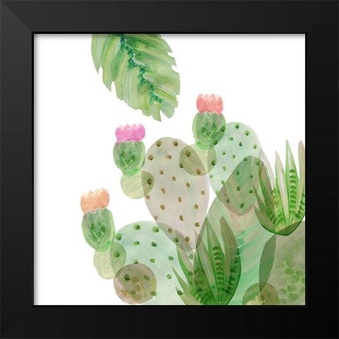 Flowering Cactus IV Black Modern Wood Framed Art Print by Kouta, Flora