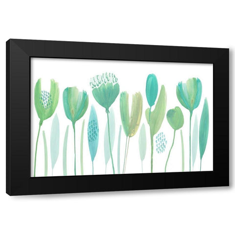 Serene Greens I Black Modern Wood Framed Art Print by Kouta, Flora